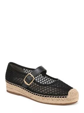 Sam Edelman Black Mesh Mary Jane Espadrille with Jute Sole